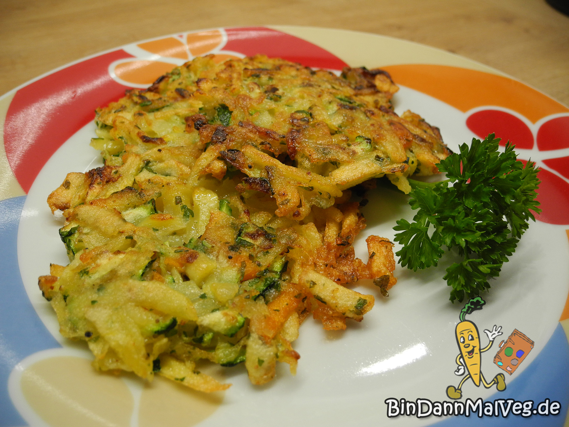 Zucchini-Karotten-Kartoffelpuffer - Bin Dann Mal Veg